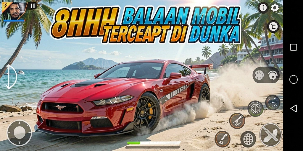 Tampilan gameplay 8HHH yang mendebarkan di trek balap.