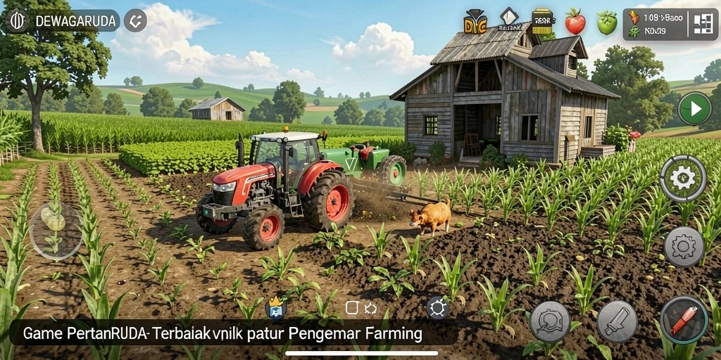Tampilan screenshot DEWAGARUDA menampilkan aktivitas pertanian yang mengasyikkan.