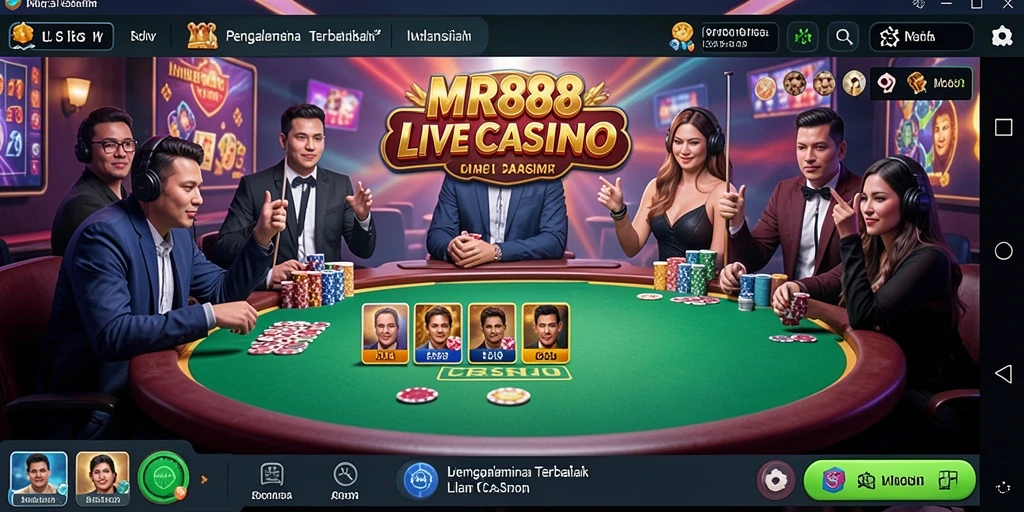 Tampilan gameplay Live Casino yang mendebarkan di MR888 dengan dealer profesional.