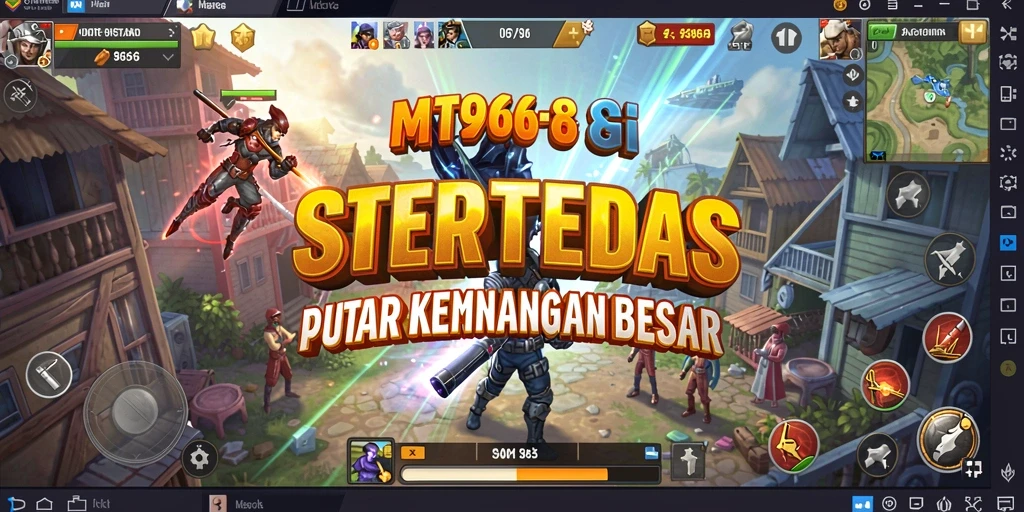 Tangkapan layar utama MT966 memperlihatkan pertarungan strategi yang intens.