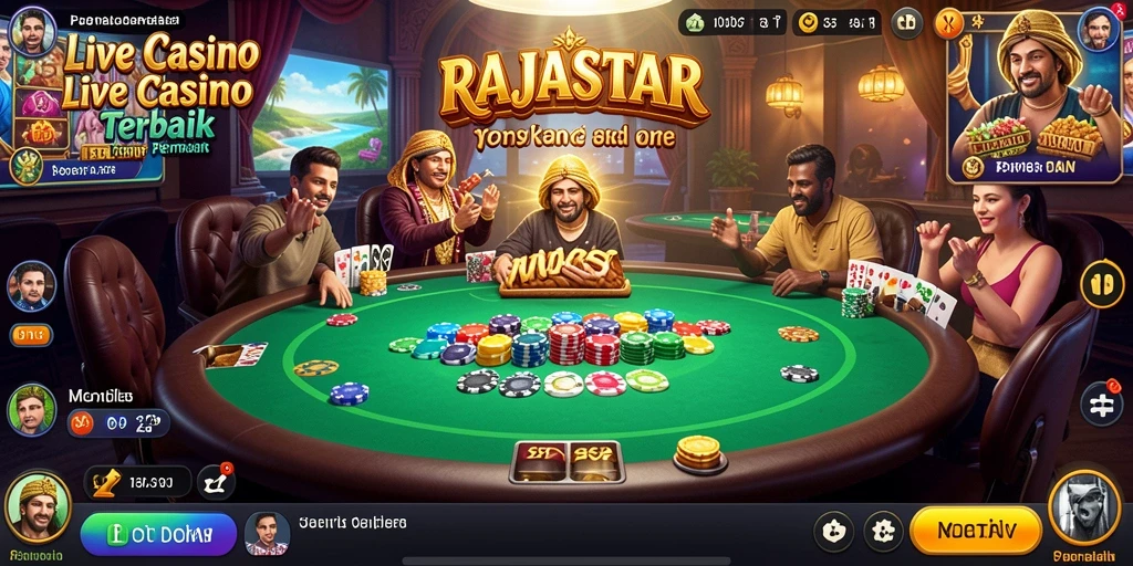 Tampilan gameplay RAJASTAR dengan dealer langsung yang profesional.