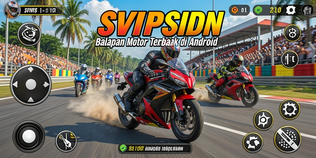 Screenshot gameplay SVIPSIDN menampilkan serunya balapan motor.