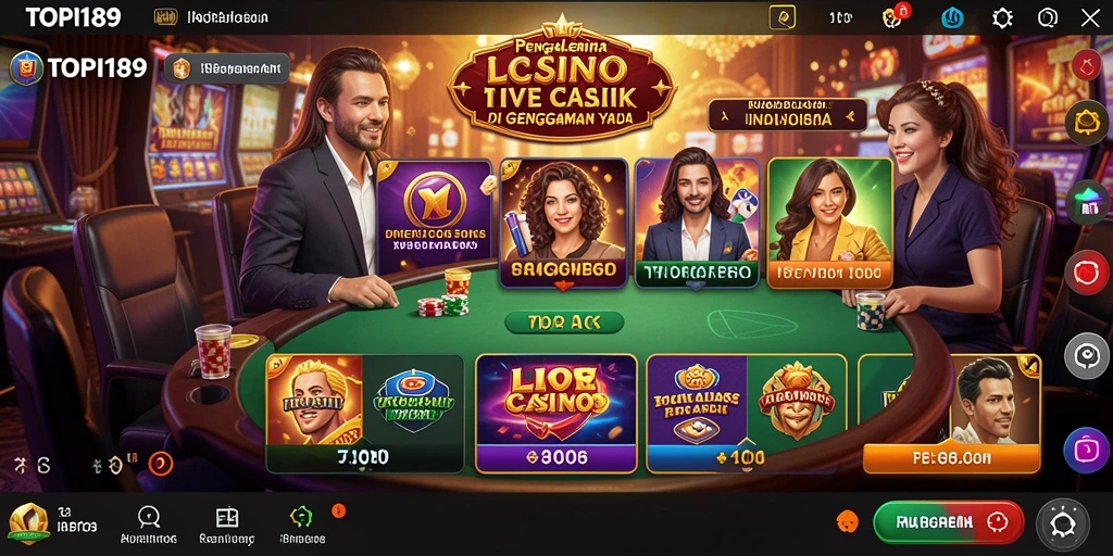 Tangkapan layar utama TOPI189 menampilkan gameplay Live Casino yang mendebarkan.